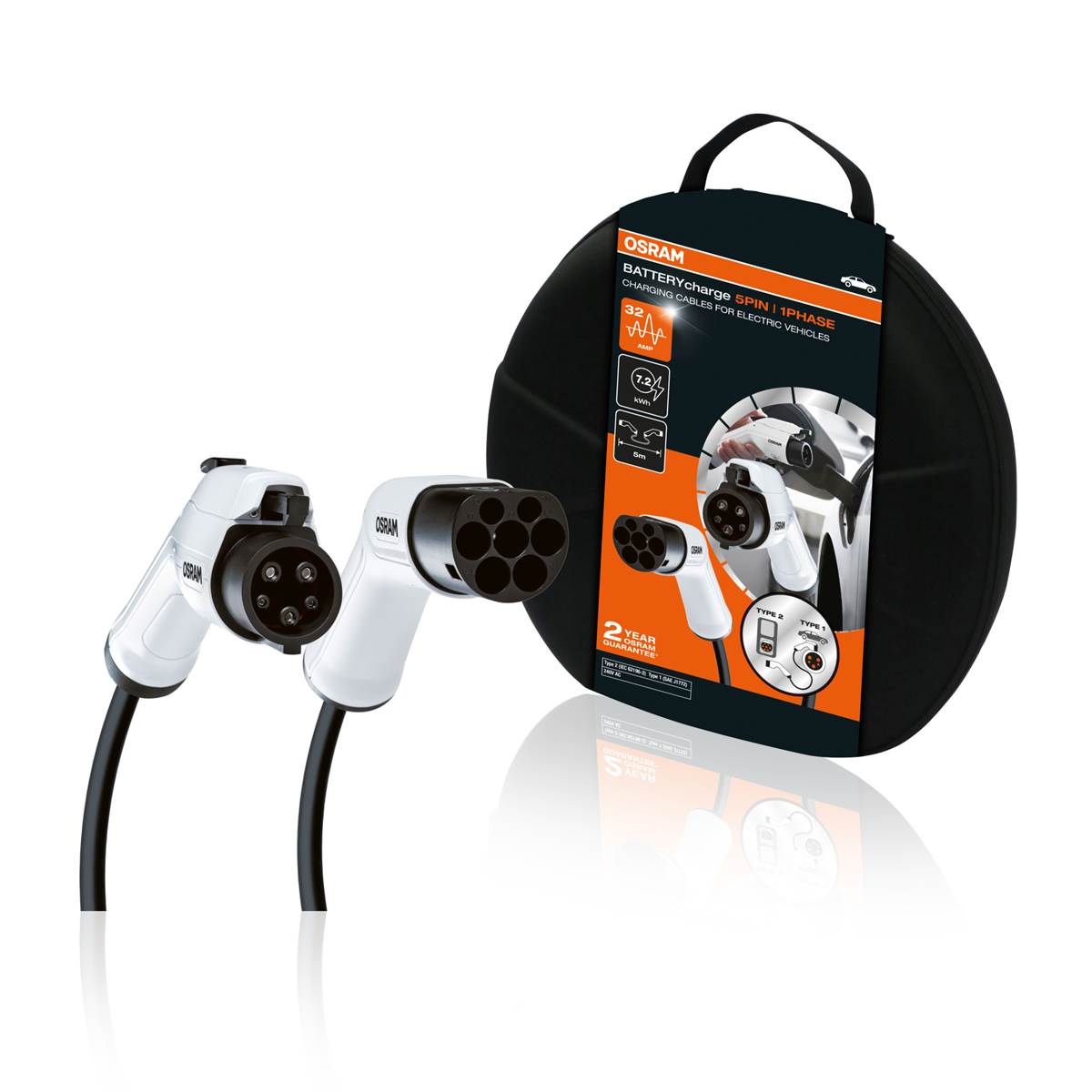 Câble De Charge Véhicule Électrique T2/t1 32a Monophasé Osram