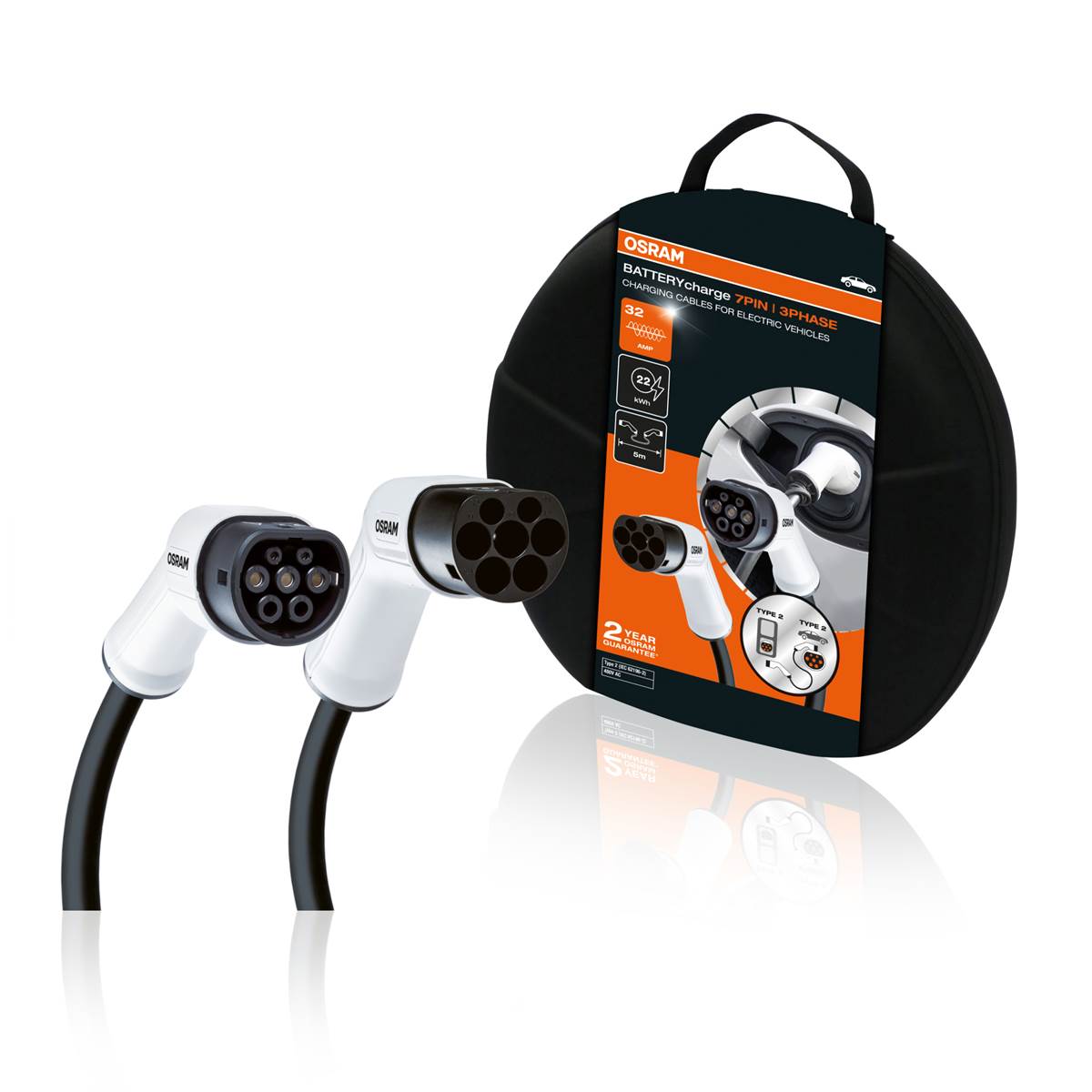 Câble De Charge Véhicule Électrique T2/t2 32a Triphasé Osram