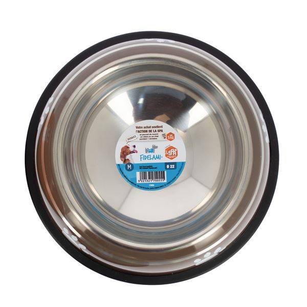 Gamelle inox avec jonc pvc anti-dérapant taille M