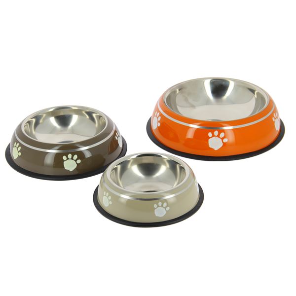 Gamelle inox avec jonc pvc anti-dérapant taille L