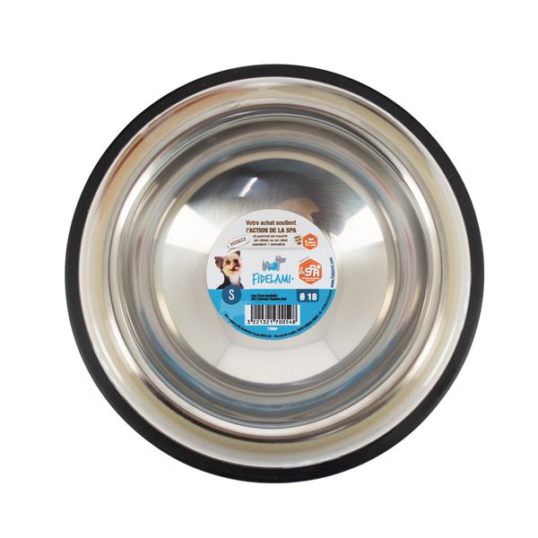 Gamelle inox avec jonc pvc anti-dérapant taille S