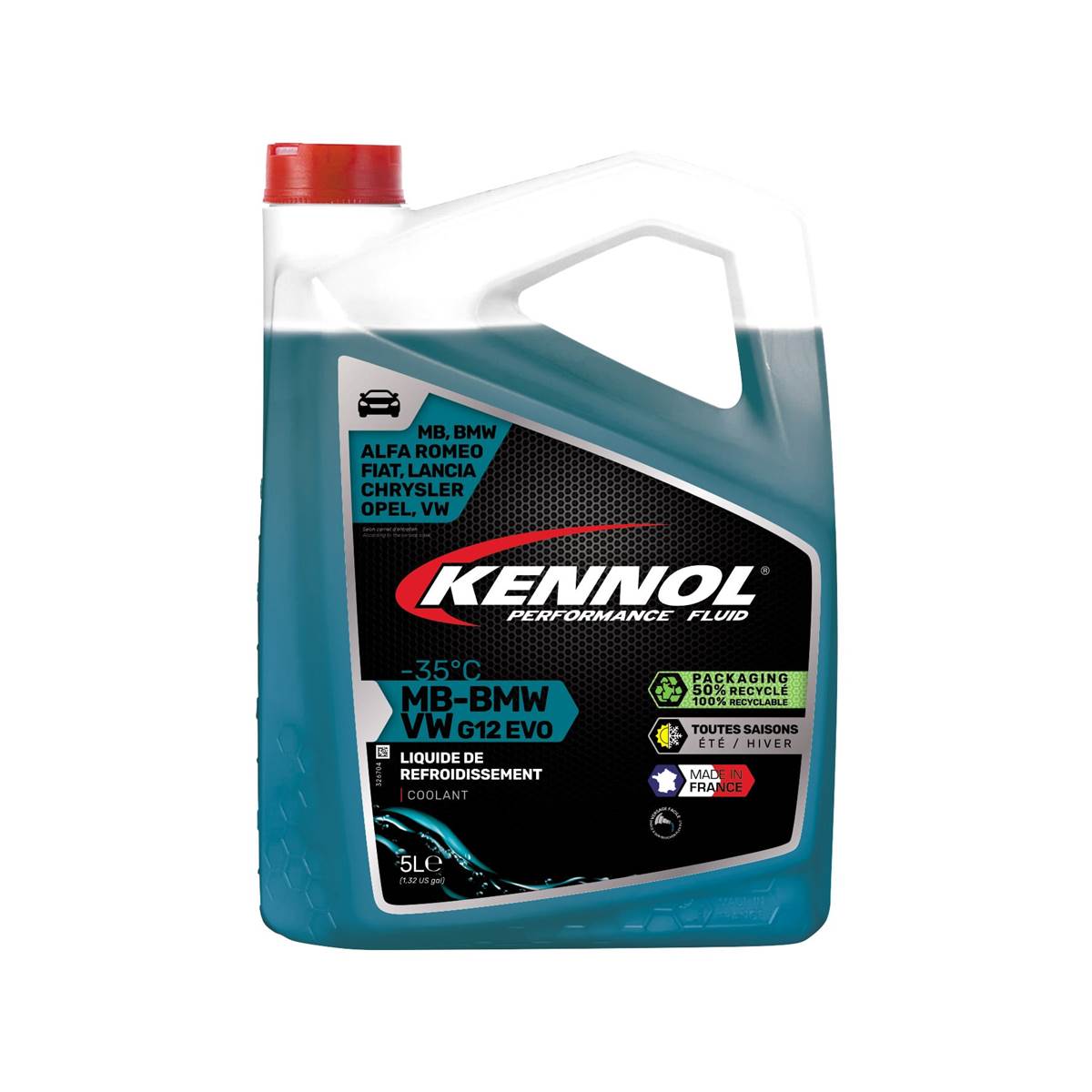 Liquide De Refroidissement Pour Vehicules Bmw/mercedes/volkswagen Evo -35°c 5l Kennol