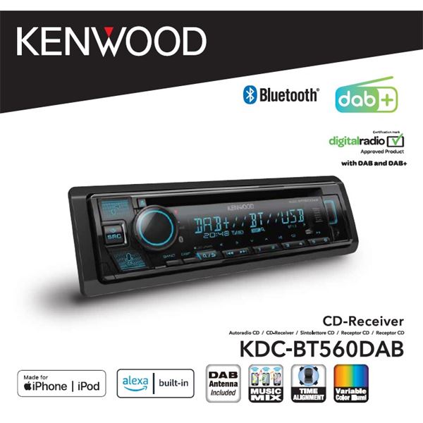 Autoradio KDC-BT560DAB + Antenne DAB+ Kenwood