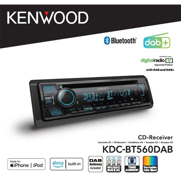 Kenwood KDC-BT560DAB Autoradio CD/Bluetooth/USB/DAB