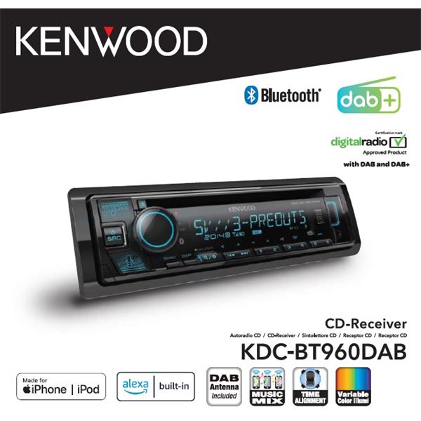 Autoradio KDC-BT960DAB + Antenne DAB+ Kenwood - Feu Vert