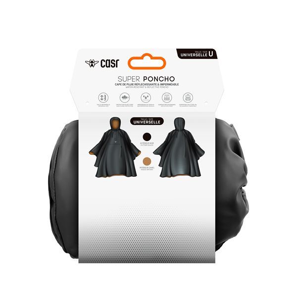 Poncho de pluie réfléchissant pour vélo et trottinette CASR Noir
