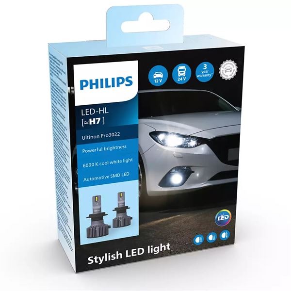2 ampoules LED H7 Philips Ultinon Pro 3022 (non homologuées)