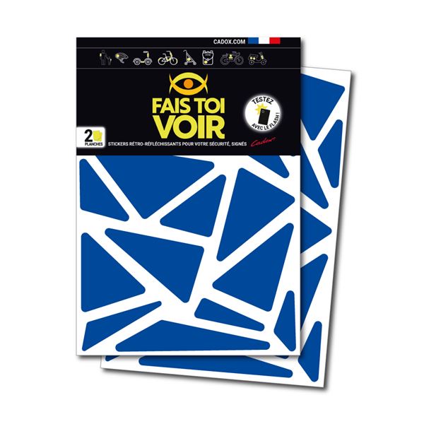 Stickers rétro réfléchissants triangle bleu Fais Toi Voir x2 planches