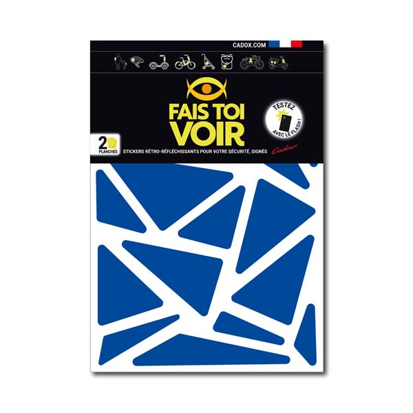Stickers rétro réfléchissants triangle bleu Fais Toi Voir x2 planches