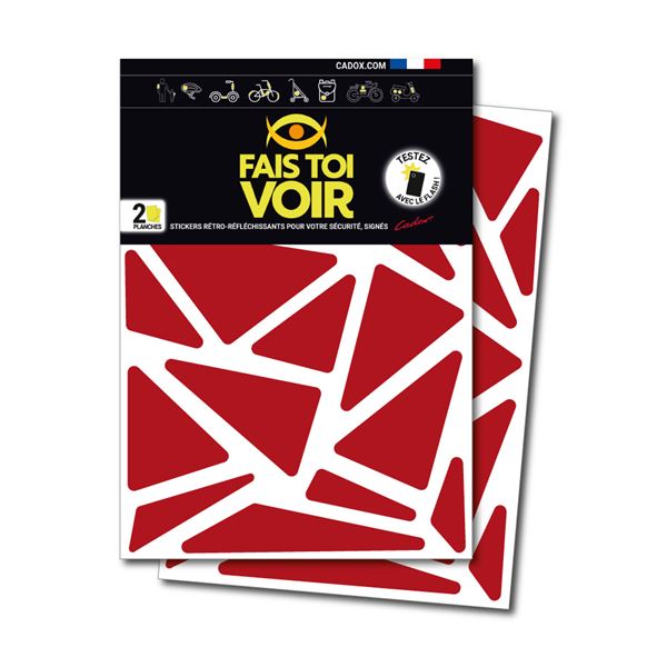 Stickers rétro réfléchissants triangles rouge Fais Toi Voir x2 planches