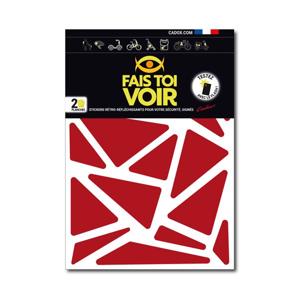 Stickers rétro réfléchissants triangles rouge Fais Toi Voir x2 planches