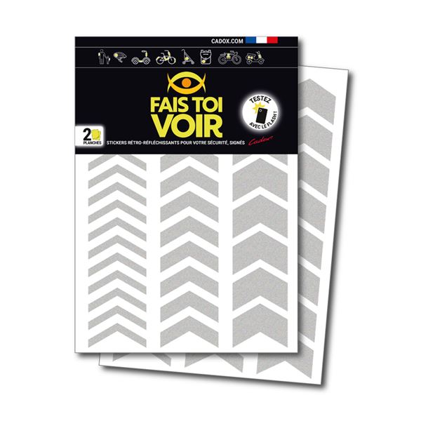 Stickers rétro réfléchissants chevrons blanc Fais Toi Voir x2 planches