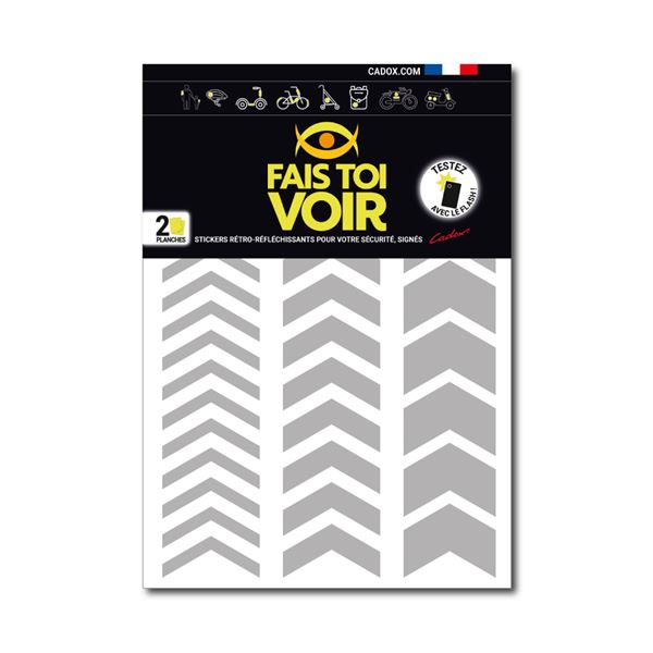 Stickers rétro réfléchissants chevrons blanc Fais Toi Voir x2 planches