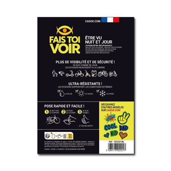 Stickers rétro réfléchissants chevrons blanc Fais Toi Voir x2 planches