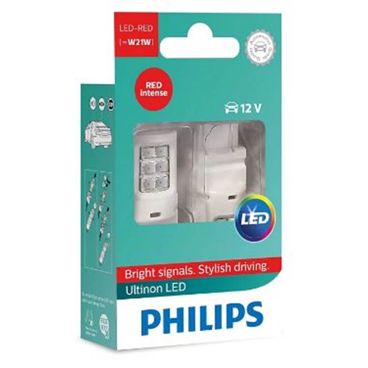 Ampoules (2 pièces) P21/5w Led Rouges Philips