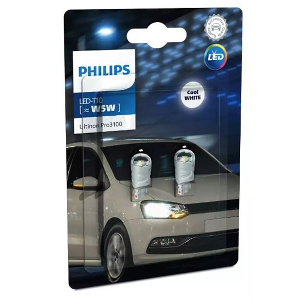 2 ampoules Philips premium LED 6000 K W5W - Feu Vert