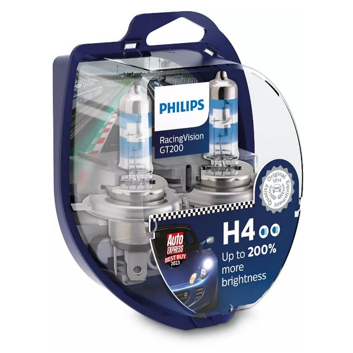 Ampoules (2 pièces) Philips H4 Racing Vision Gt200 (homologuées)