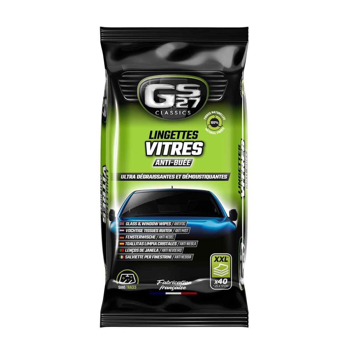 40 Lingettes Vitres Anti-buée Gs27