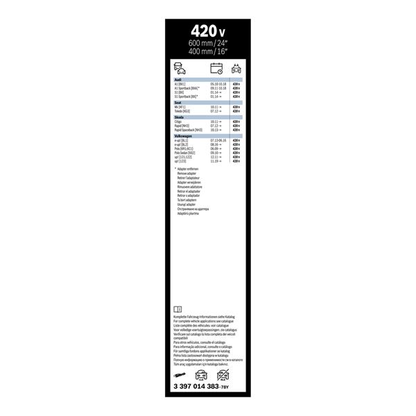 2 balais d'essuie-glace Bosch 420V