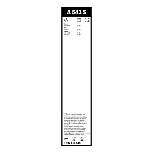 2 balais d'essuie-glace Bosch A543S