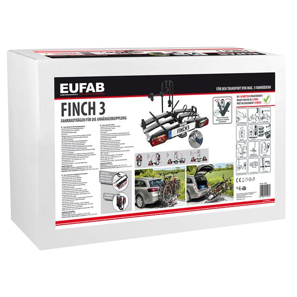 Porte-vélos attelage Eufab Finch - 3 vélos