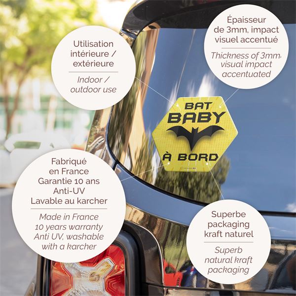 Adhésif Bébé à Bord Made in France - Bat baby