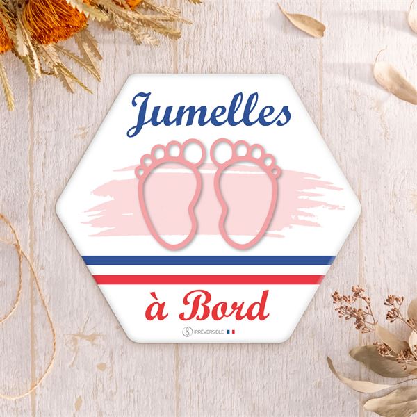 Adhésif bébé à bord Made in France - Jumelles à bord