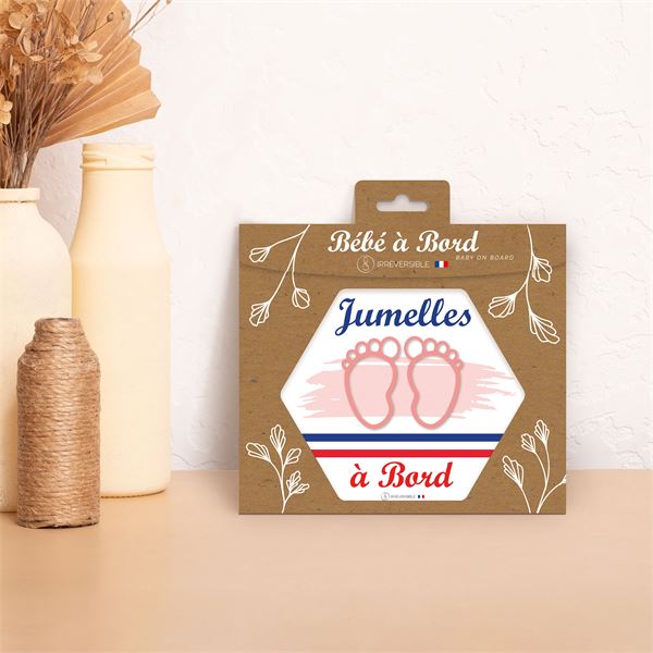 Adhésif bébé à bord Made in France - Jumelles à bord