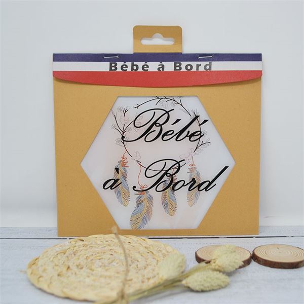 Adhésif bébé à bord Made in France - Attrape-rêve bleu