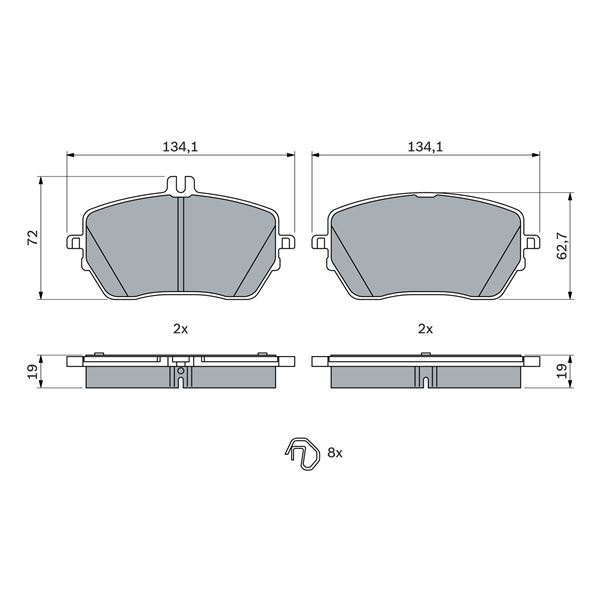 4 plaquettes de frein avant Bosch BP2516