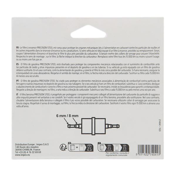 Filtre à essence pour moteur 1300cc max PRECISION STEEL