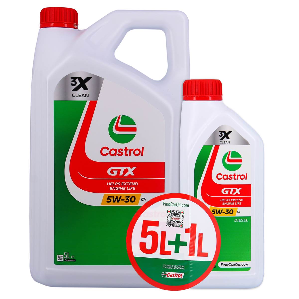 Huile Moteur Castrol Gtx 5w30 C4 Rn0720 Essence/diesel 5+1l