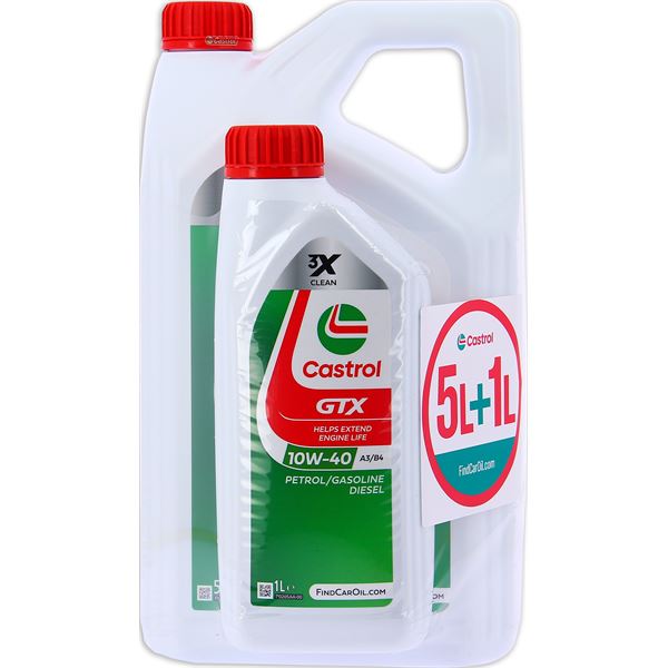Huile moteur CASTROL GTX 10W40 A3/B4 Essence/Diesel 5+1L