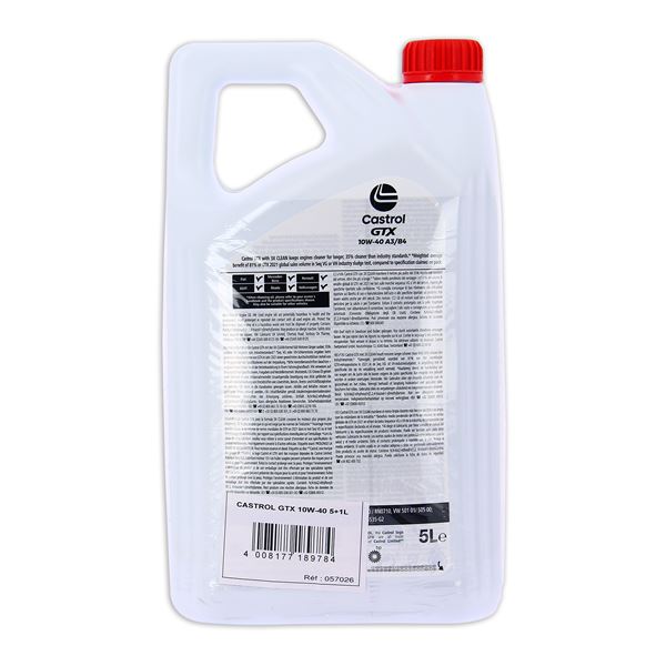 Huile moteur CASTROL GTX 10W40 A3/B4 Essence/Diesel 5+1L