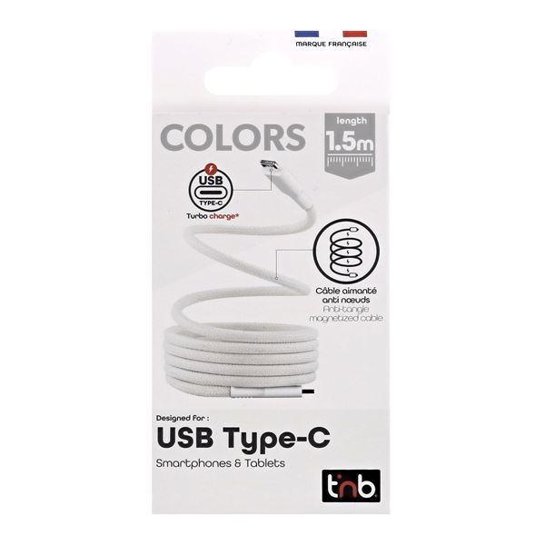 Cable USB-C Magnétique blanc