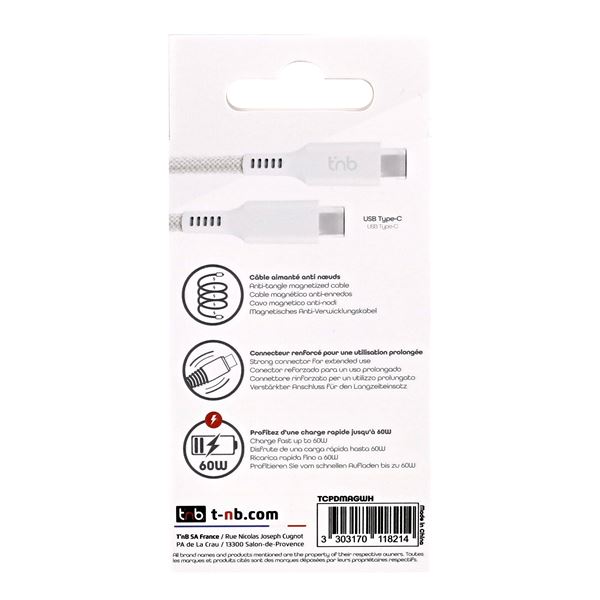 Cable USB-C Magnétique blanc