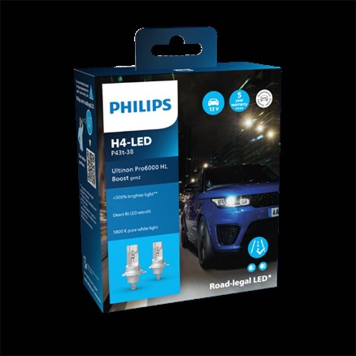 Ampoules (2 pièces) Led H4 Philips Ultinon Pro6000 Boost (homologuées)