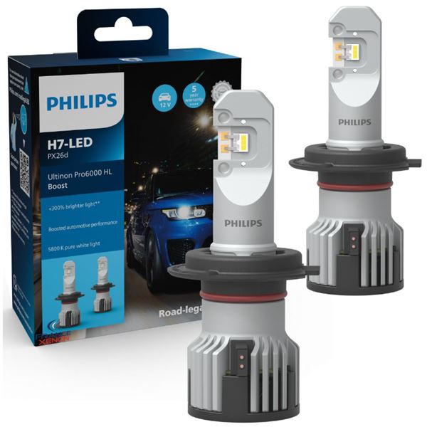 2 ampoules LED H7 Philips Ultinon Pro6000 Boost (homologuées)