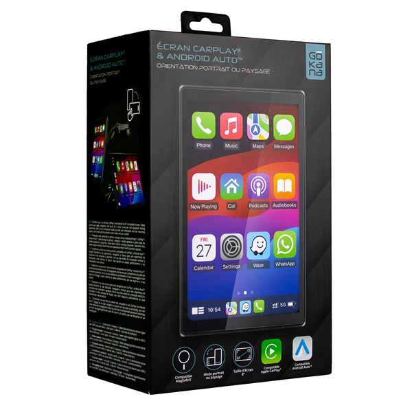 Ecran 8'' rotatif Carplay & Android Auto Gokana