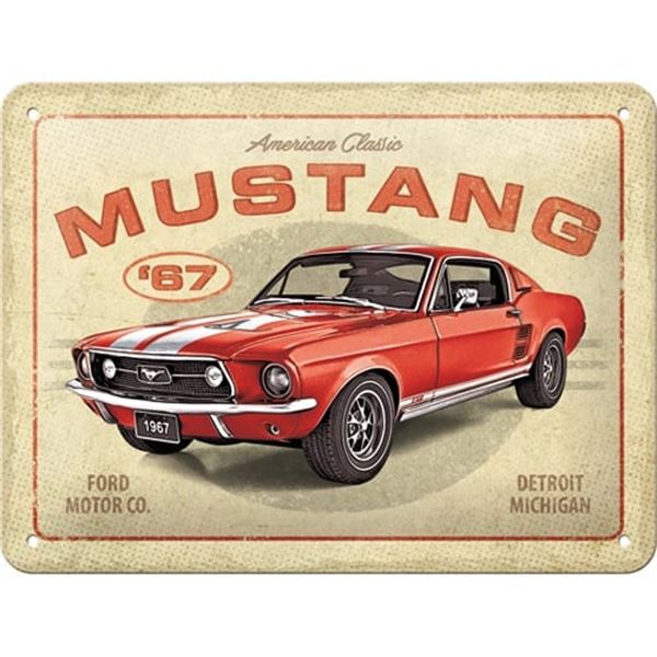 Enseigne 15 x 20 cm Ford Mustang - GT 1967 Red