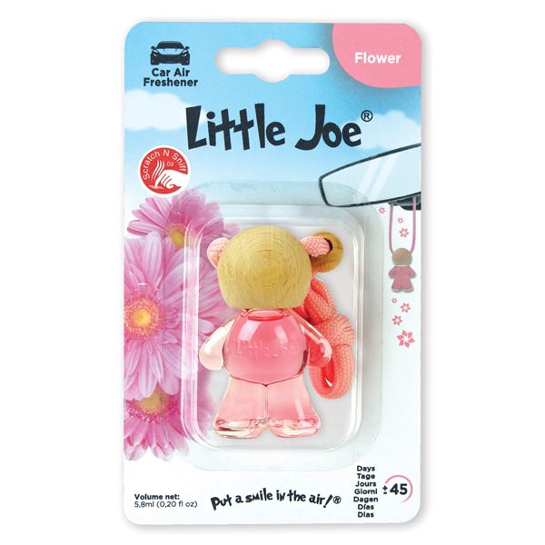 Désodorisant voiture Flacon LITTLE JOE avec bouchon en bois - Parfum Flower