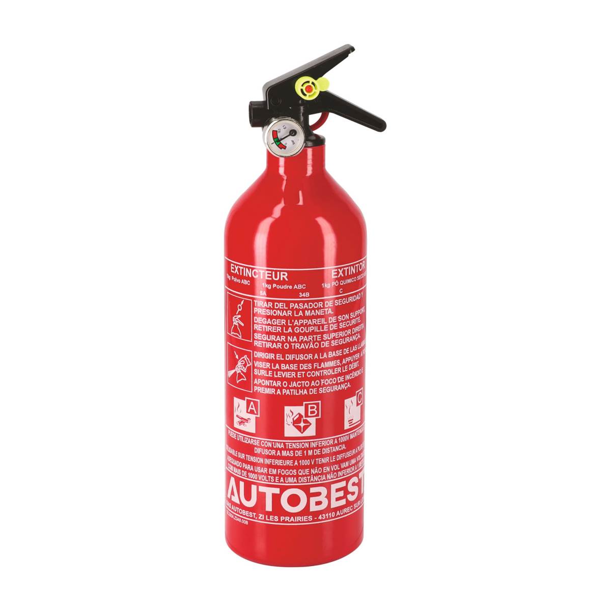 Extincteur Voiture 1kg Avec Manomètre Autobest