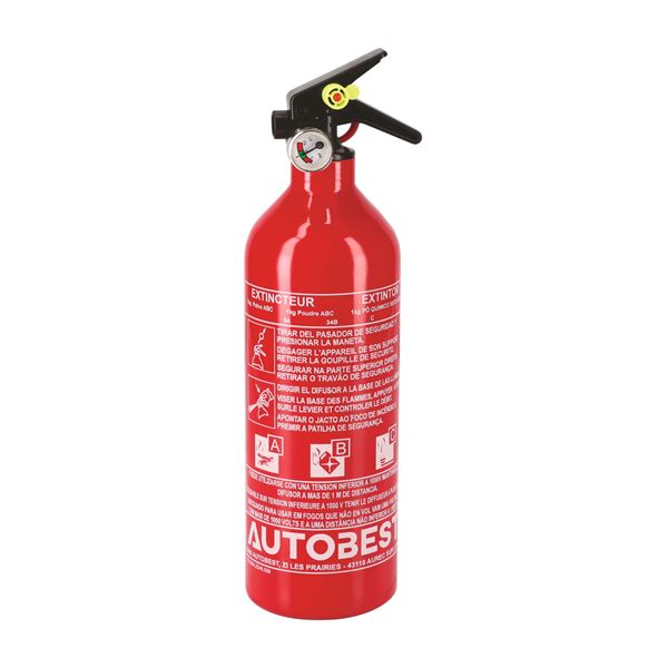 EXTINCTEUR VOITURE 1KG AVEC MANOMÈTRE AUTOBEST