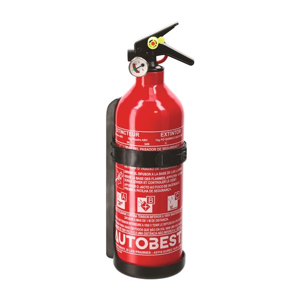 EXTINCTEUR VOITURE 1KG AVEC MANOMÈTRE AUTOBEST