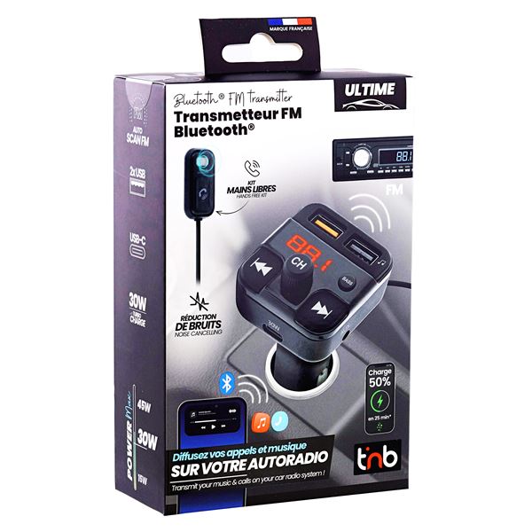 Transmetteur FM bluetooth Kit mains libre et charge rapide