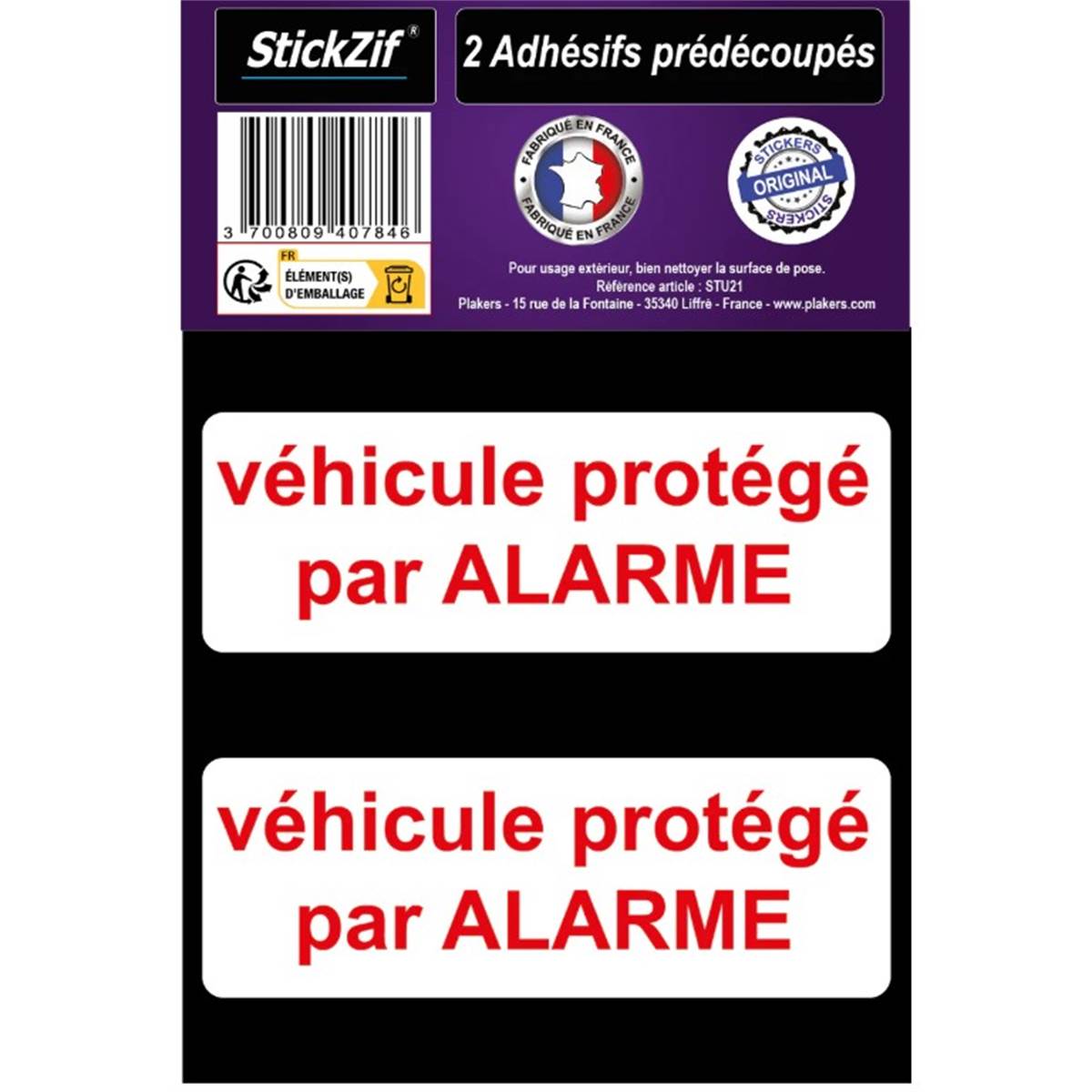 Autocollant "véhicule Protégé Par Alarme" X2 Stickzif