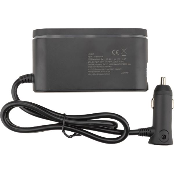 Triple Prise Allume-Cigare + USB-A et USB-C PD20W