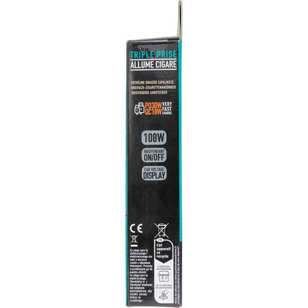 Triple Prise Allume-Cigare + USB-A et USB-C PD20W