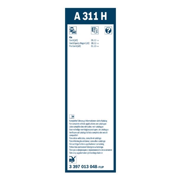 1 balai d'essuie-glace plat Bosch A311H