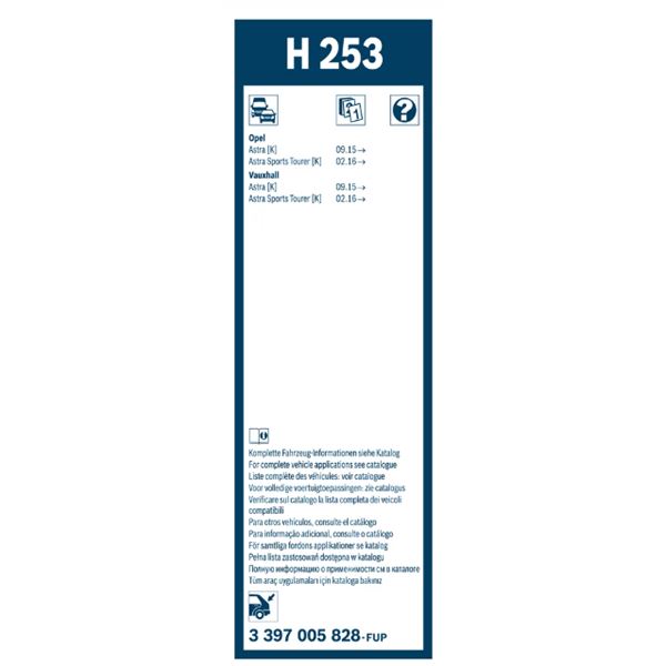 1 balai d'essuie-glace Bosch H253